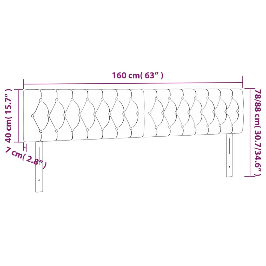Tête de lit à LED Gris clair 160x7x78/88 cm Velours Têtes et pieds de lit vidaXL