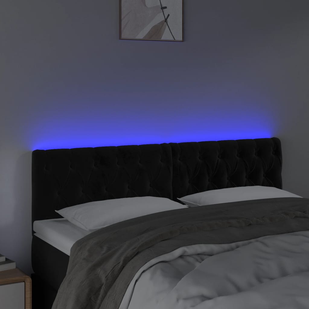 Tête de lit à LED Noir 160x7x78/88 cm Velours - XIOS