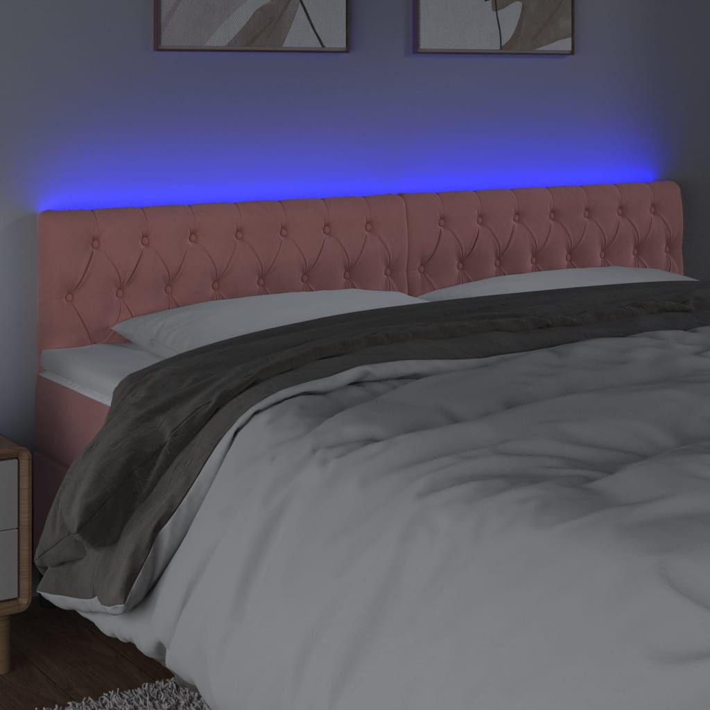 Tête de lit à LED Rose 180x7x78/88 cm Velours - XIOS