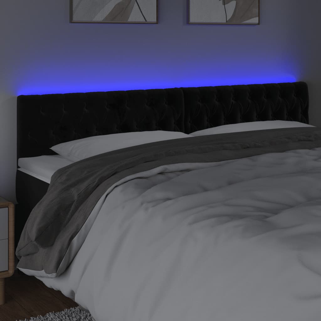 Tête de lit à LED Noir 200x7x78/88 cm Velours - XIOS