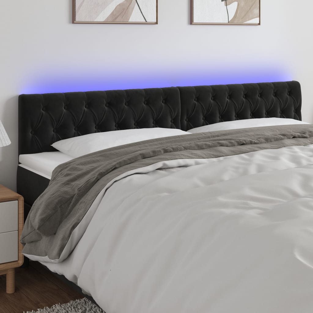 Tête de lit à LED Noir 200x7x78/88 cm Velours - XIOS