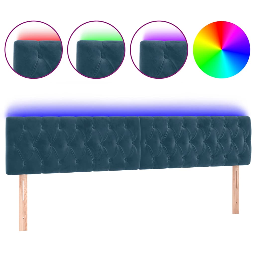 Tête de lit à LED Bleu foncé 200x7x78/88 cm Velours - XIOS