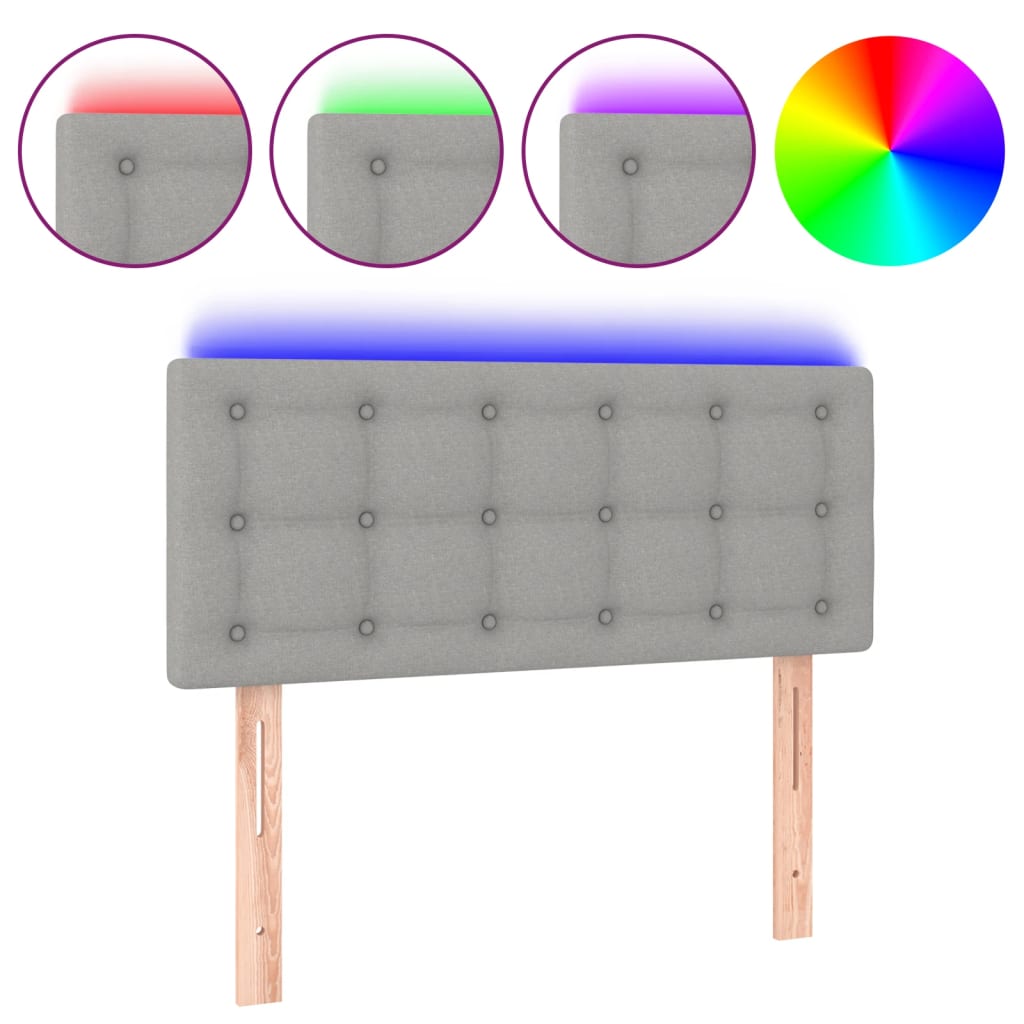 Tête de lit à LED Gris clair 90x5x78/88 cm Tissu - XIOS