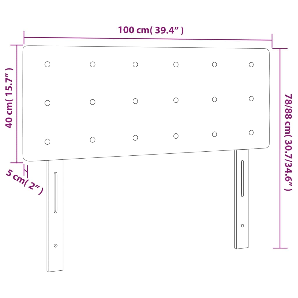 Tête de lit à LED Gris clair 100x5x78/88 cm Tissu - XIOS