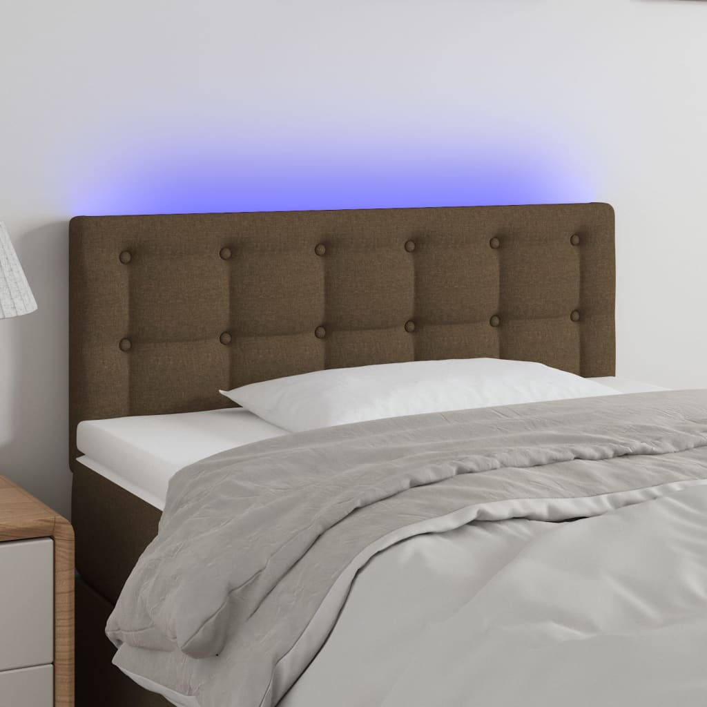 Tête de lit à LED Marron Foncé 100x5x78/88 cm Tissu - XIOS