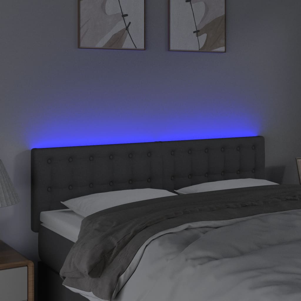 Tête de lit à LED Gris foncé 144x5x78/88 cm Tissu - XIOS