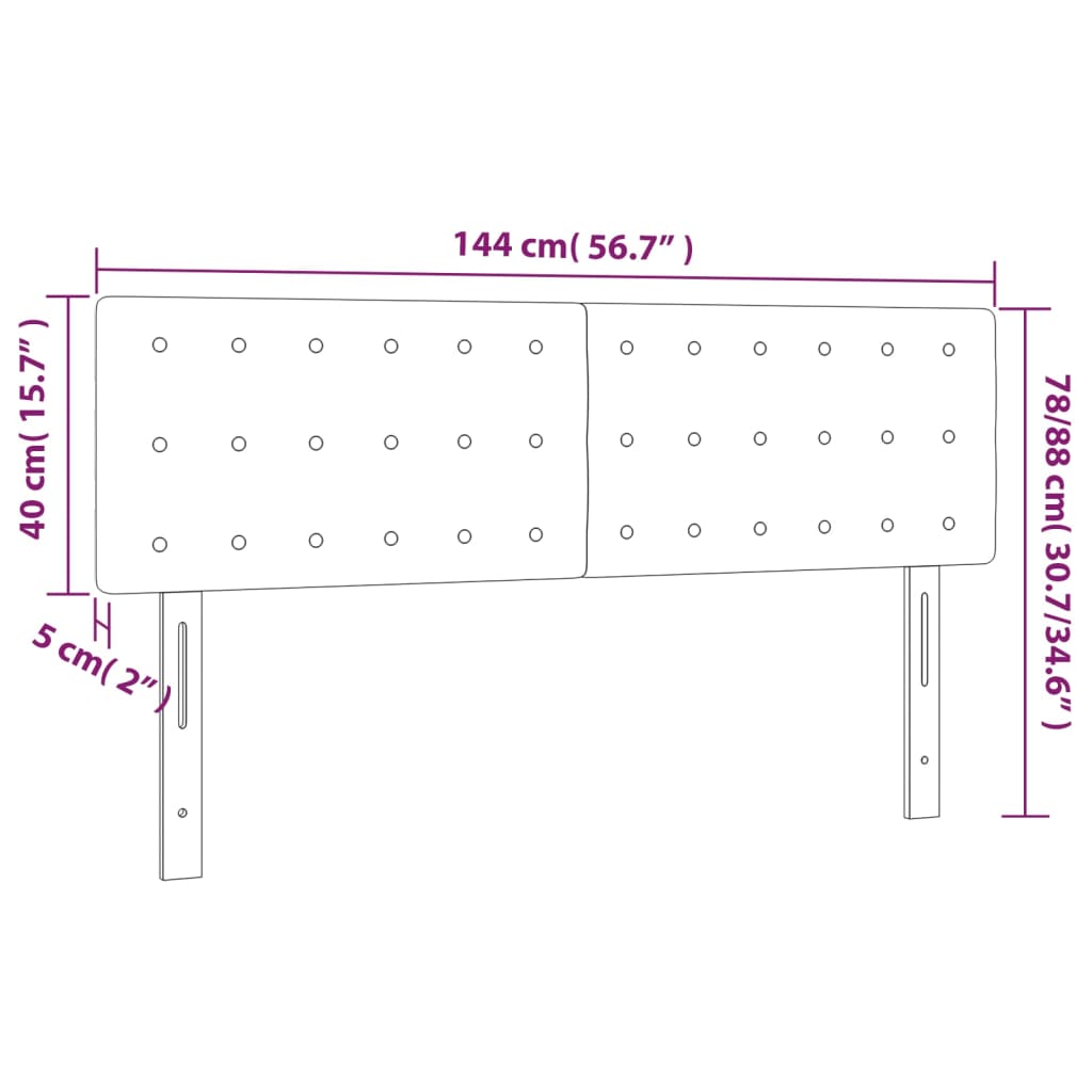 Tête de lit à LED Noir 144x5x78/88 cm Tissu - XIOS