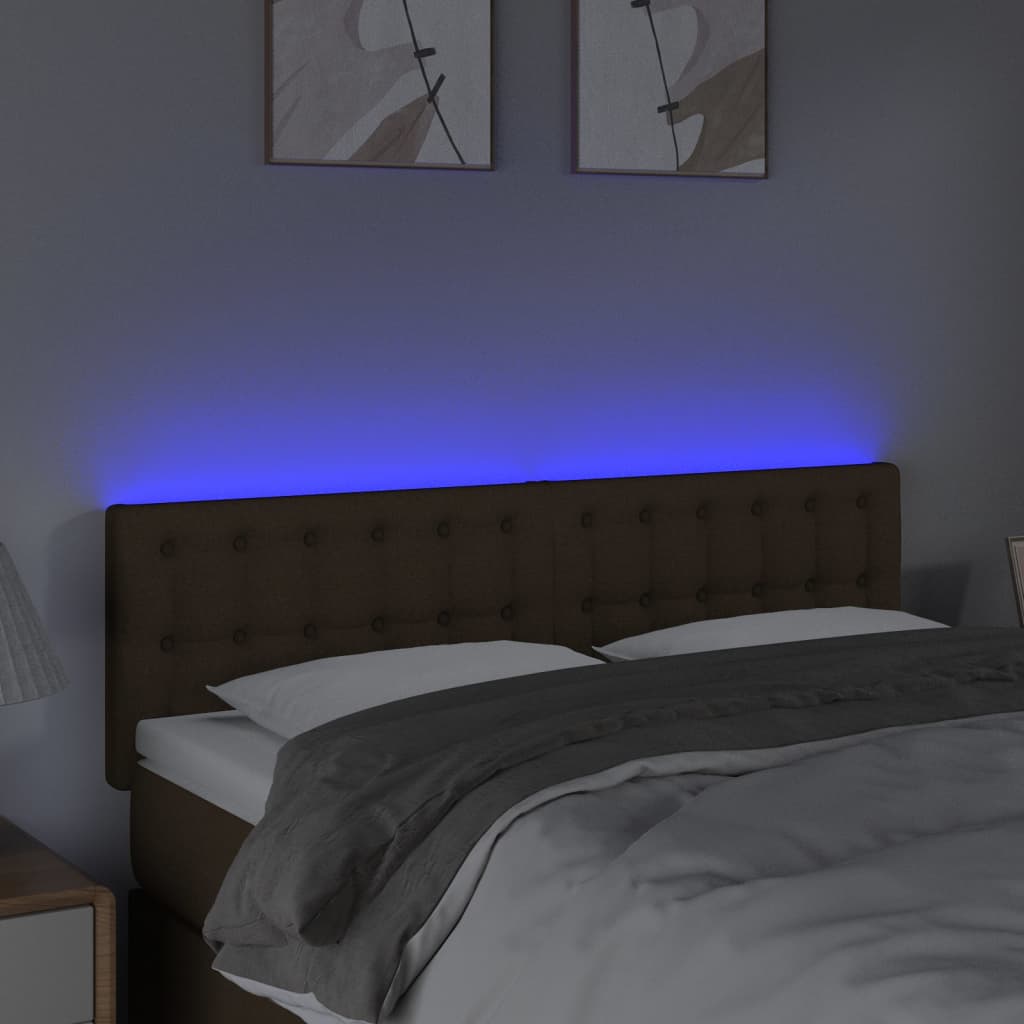 Tête de lit à LED Marron Foncé 144x5x78/88 cm Tissu - XIOS