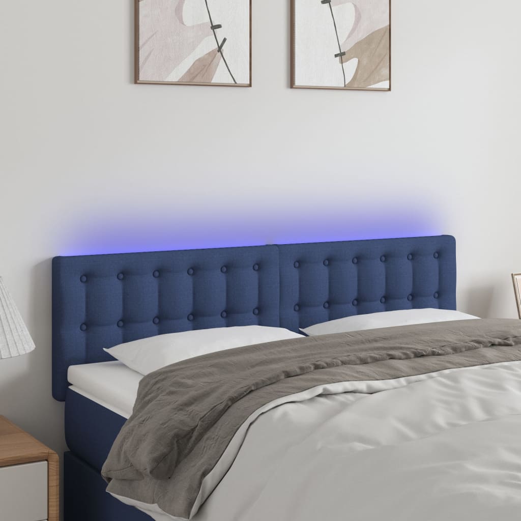 Tête de lit à LED Bleu 144x5x78/88 cm Tissu - XIOS