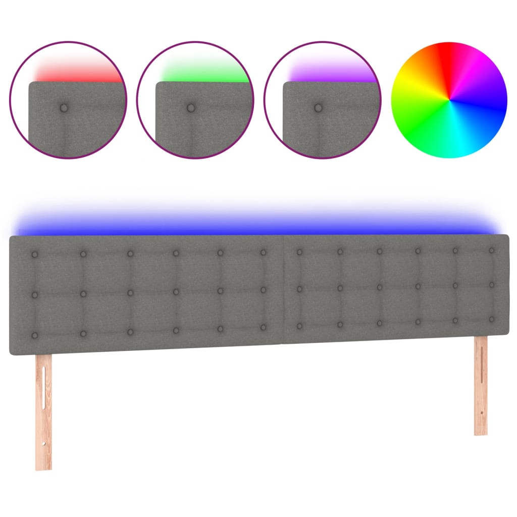 Tête de lit à LED Gris foncé 180x5x78/88 cm Tissu - XIOS