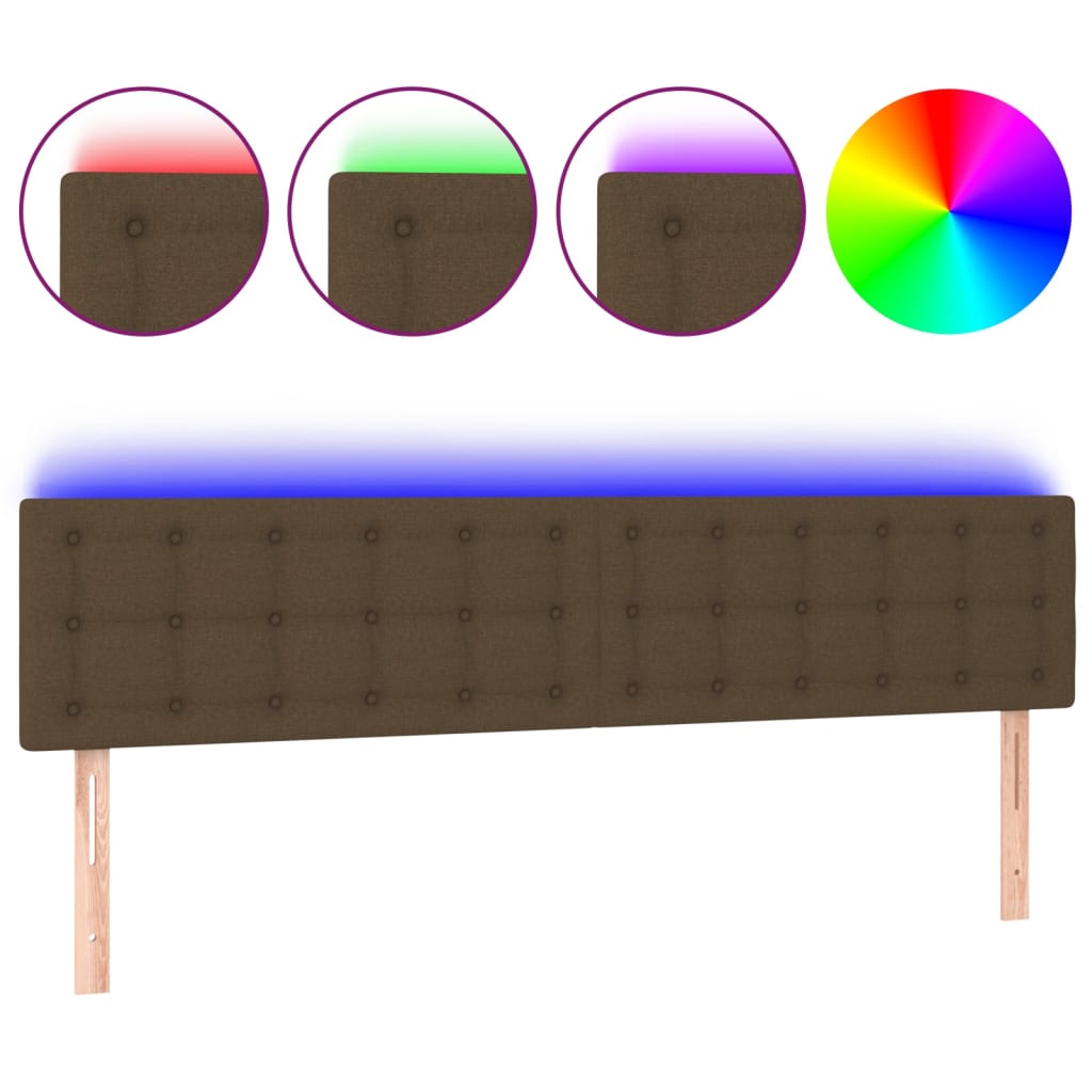 Tête de lit à LED Marron Foncé 180x5x78/88 cm Tissu Têtes et pieds de lit vidaXL