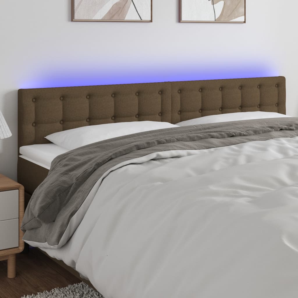 Tête de lit à LED Marron Foncé 180x5x78/88 cm Tissu Têtes et pieds de lit vidaXL