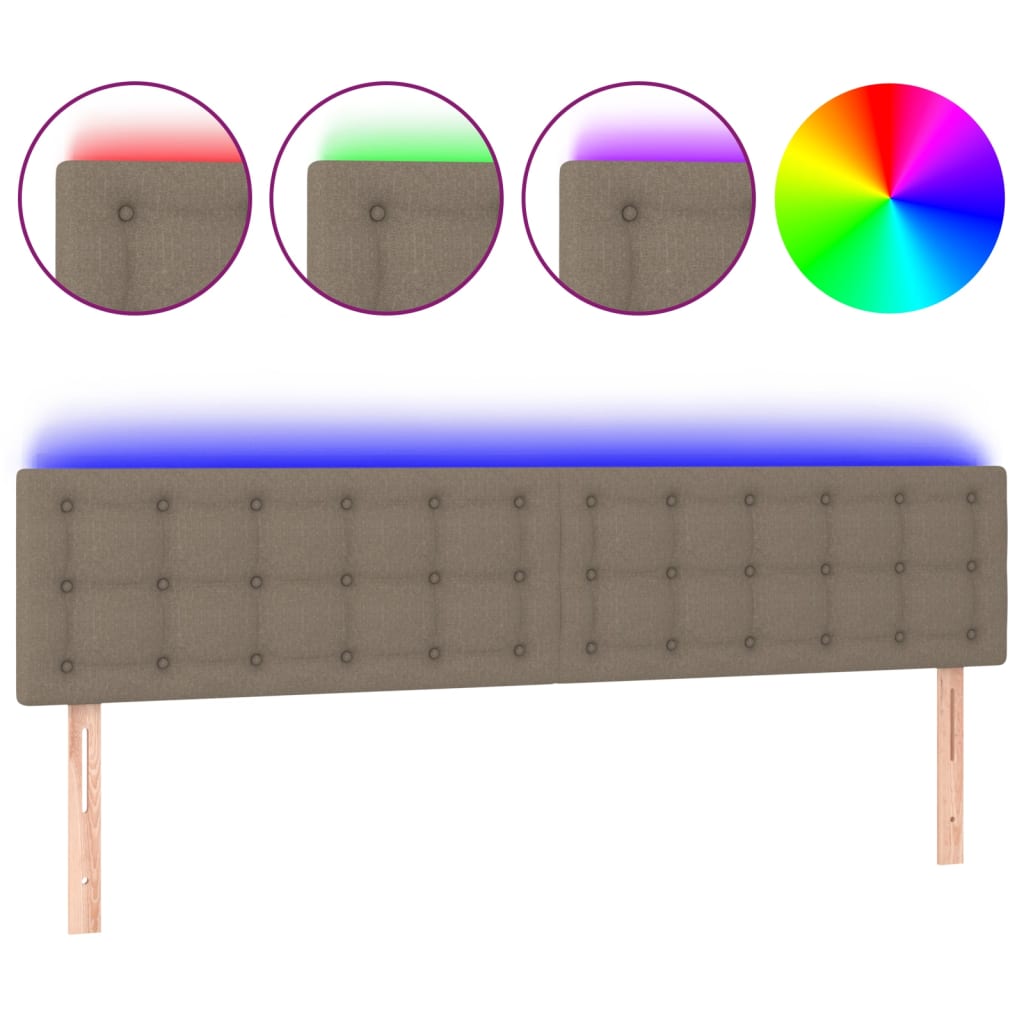 Tête de lit à LED Taupe 180x5x78/88 cm Tissu - XIOS