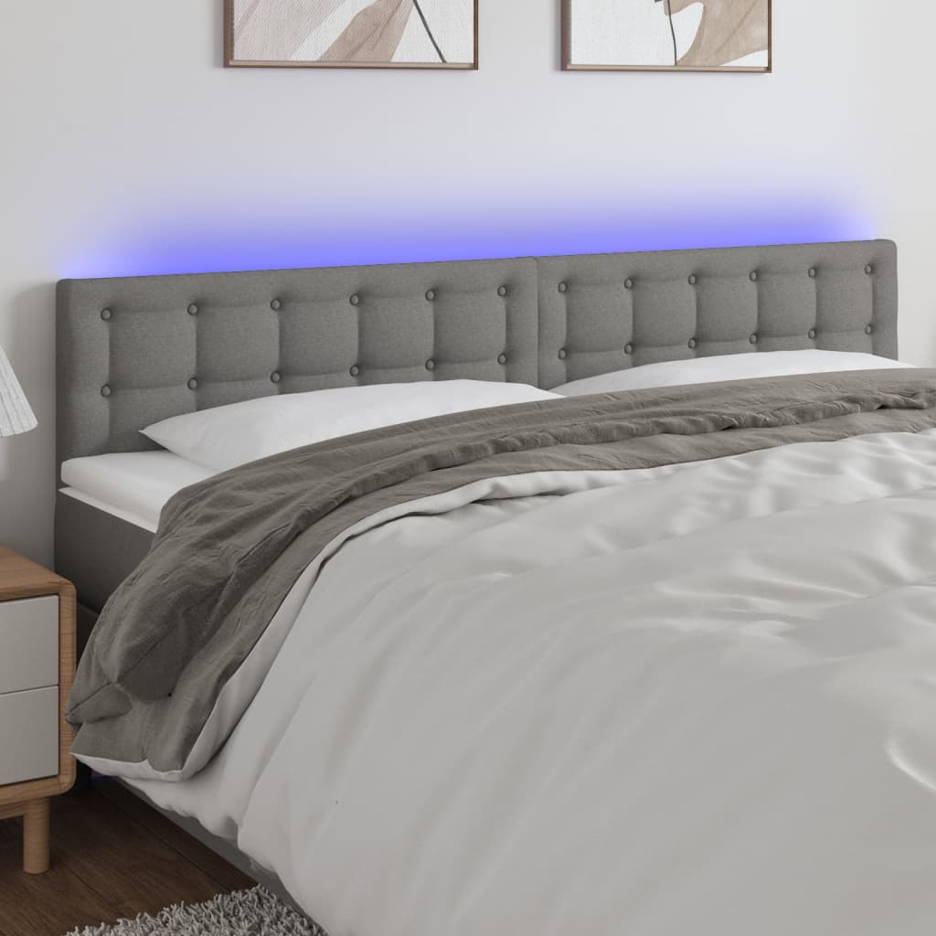 Tête de lit à LED Gris foncé 200x5x78/88 cm Tissu - XIOS