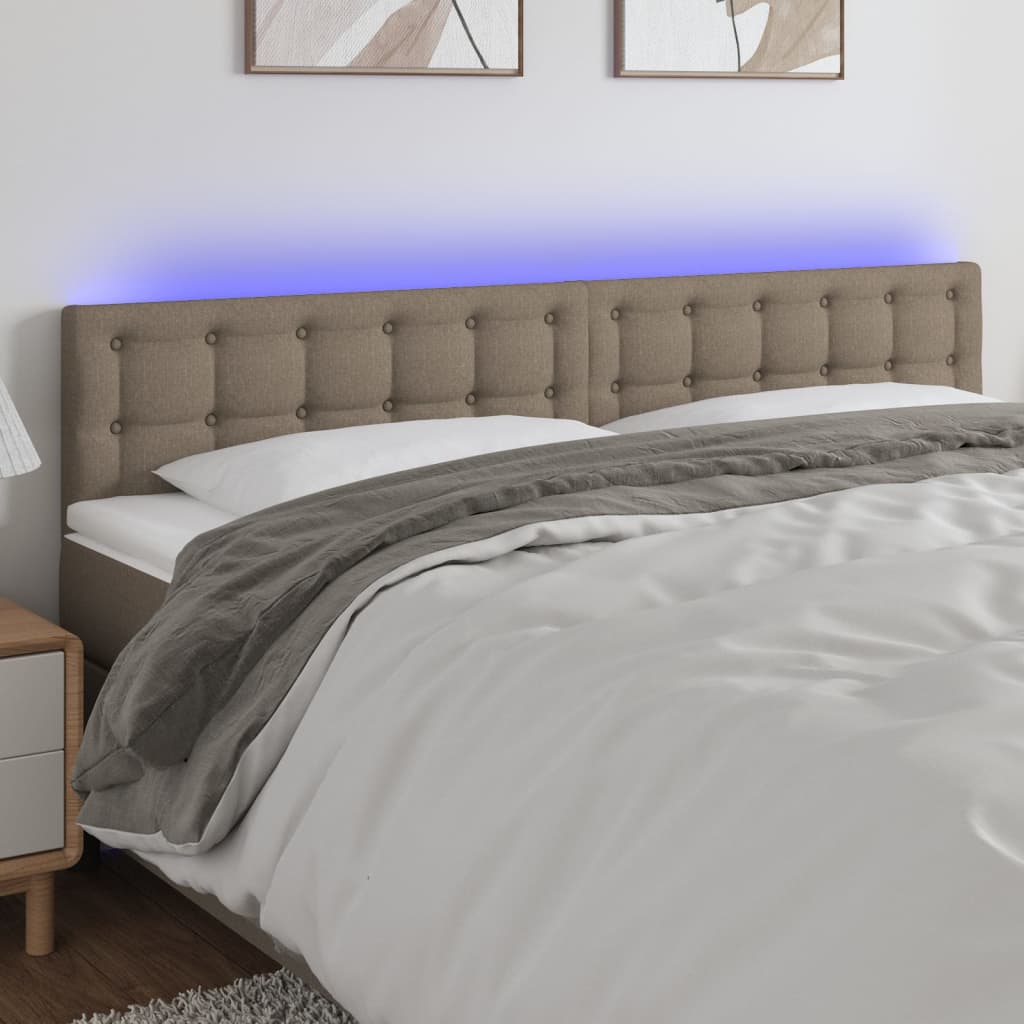 Tête de lit à LED Taupe 200x5x78/88 cm Tissu - XIOS