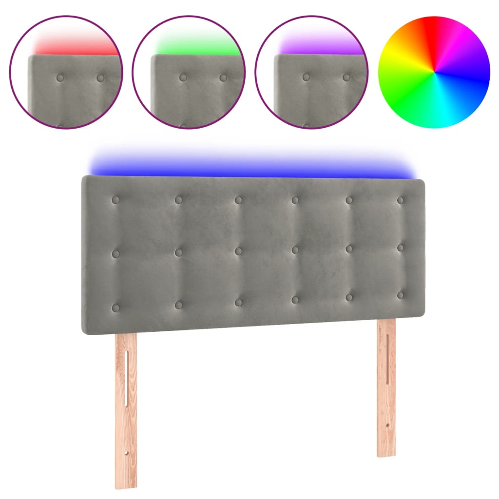 Tête de lit à LED Gris clair 80x5x78/88 cm Velours - XIOS