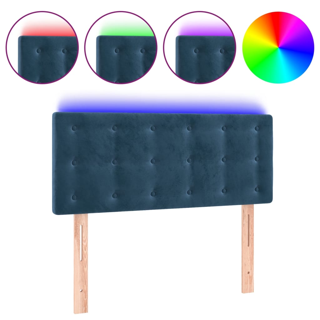 Tête de lit à LED Bleu foncé 90x5x78/88 cm Velours Têtes et pieds de lit vidaXL
