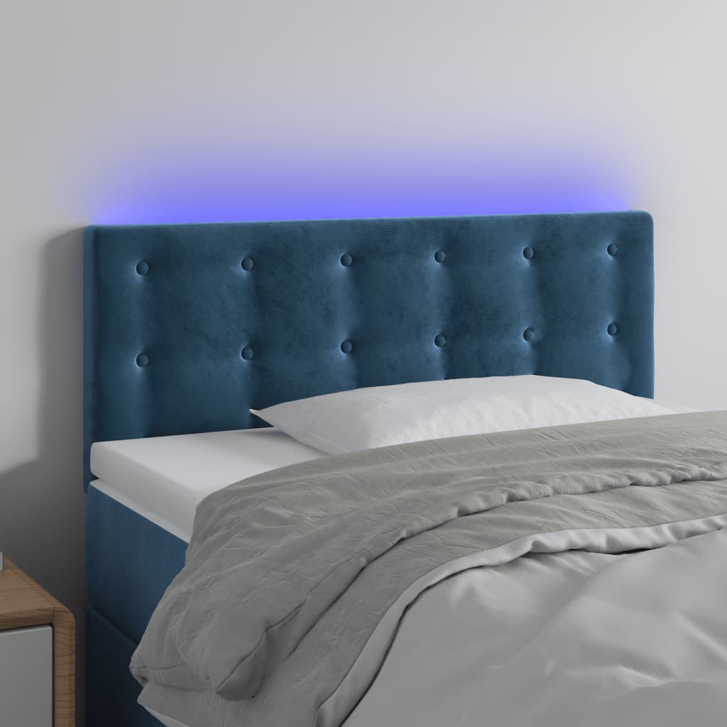 Tête de lit à LED Bleu foncé 90x5x78/88 cm Velours Têtes et pieds de lit vidaXL