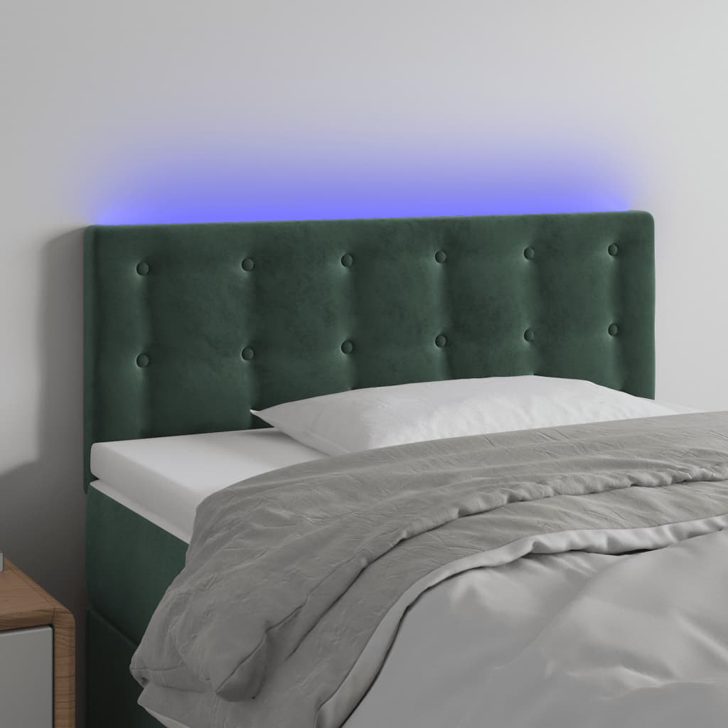 Tête de lit à LED Vert foncé 100x5x78/88 cm Velours - XIOS
