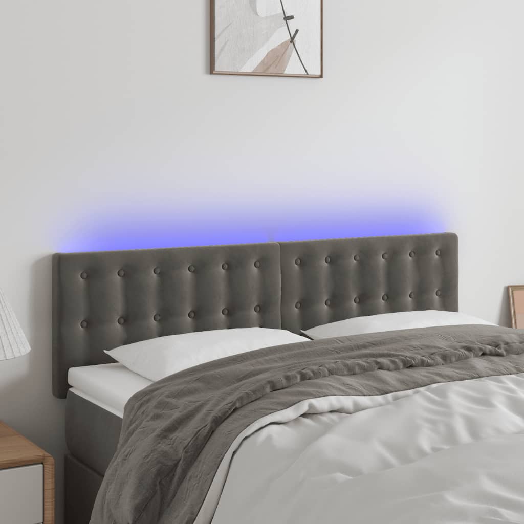 Tête de lit à LED Gris foncé 144x5x78/88 cm Velours - XIOS