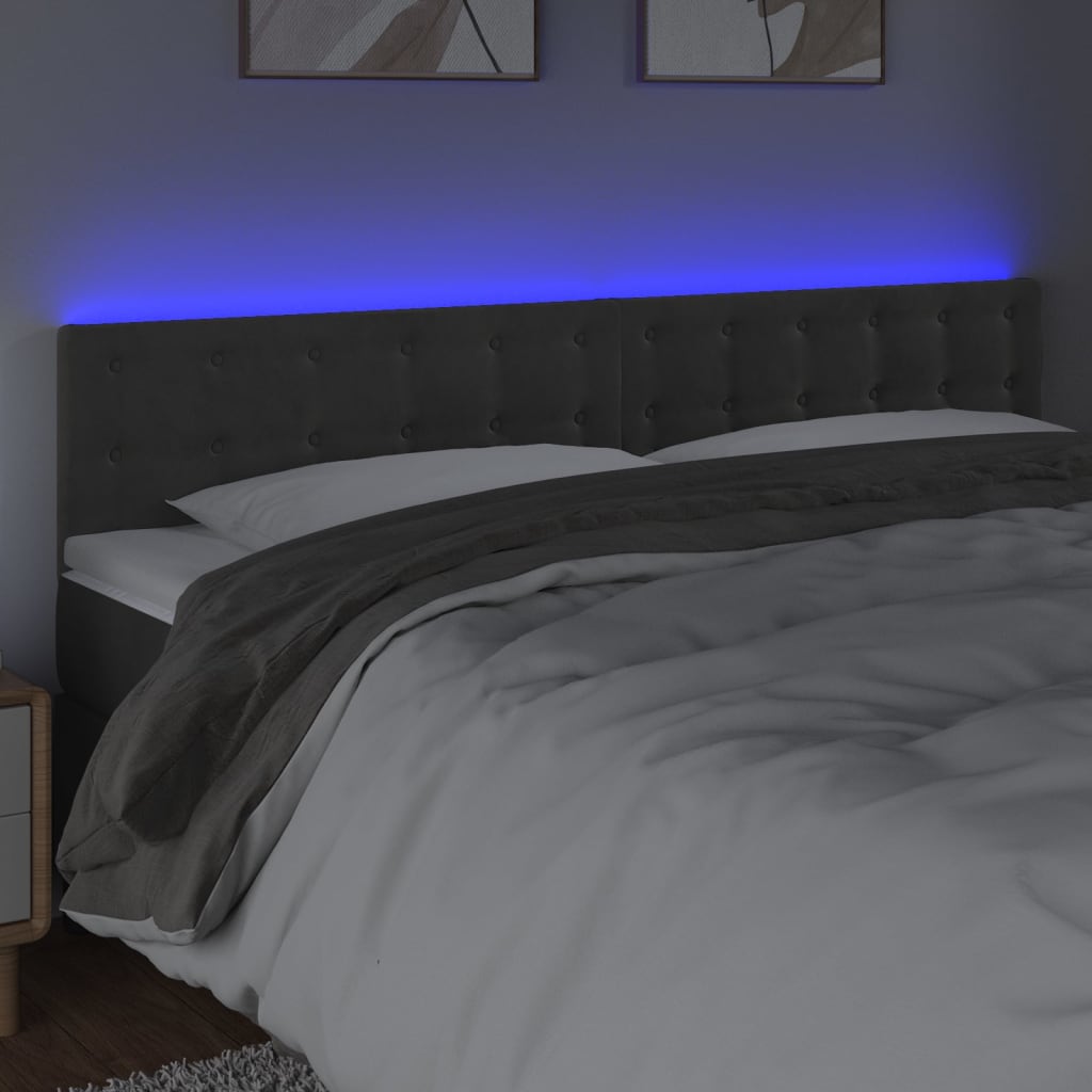 Tête de lit à LED Gris foncé 160x5x78/88 cm Velours - XIOS