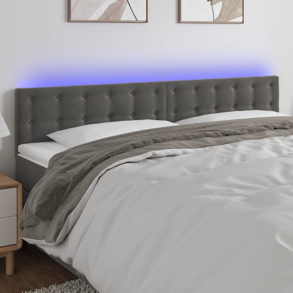 Tête de lit à LED Gris foncé 160x5x78/88 cm Velours - XIOS