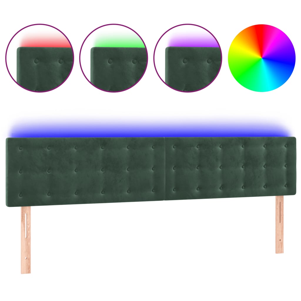 Tête de lit à LED Vert foncé 160x5x78/88 cm Velours - XIOS
