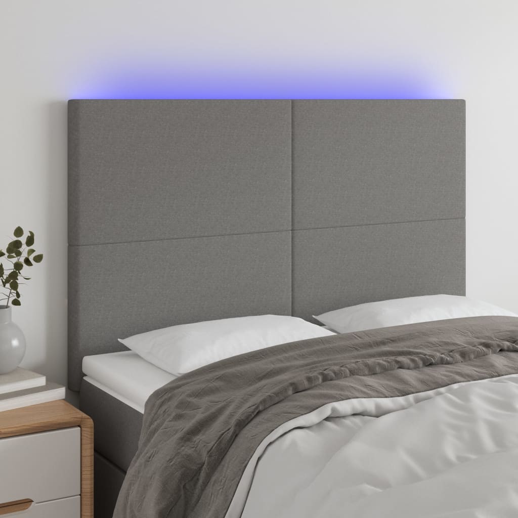 Tête de lit à LED Gris foncé 144x5x118/128 cm Tissu - XIOS