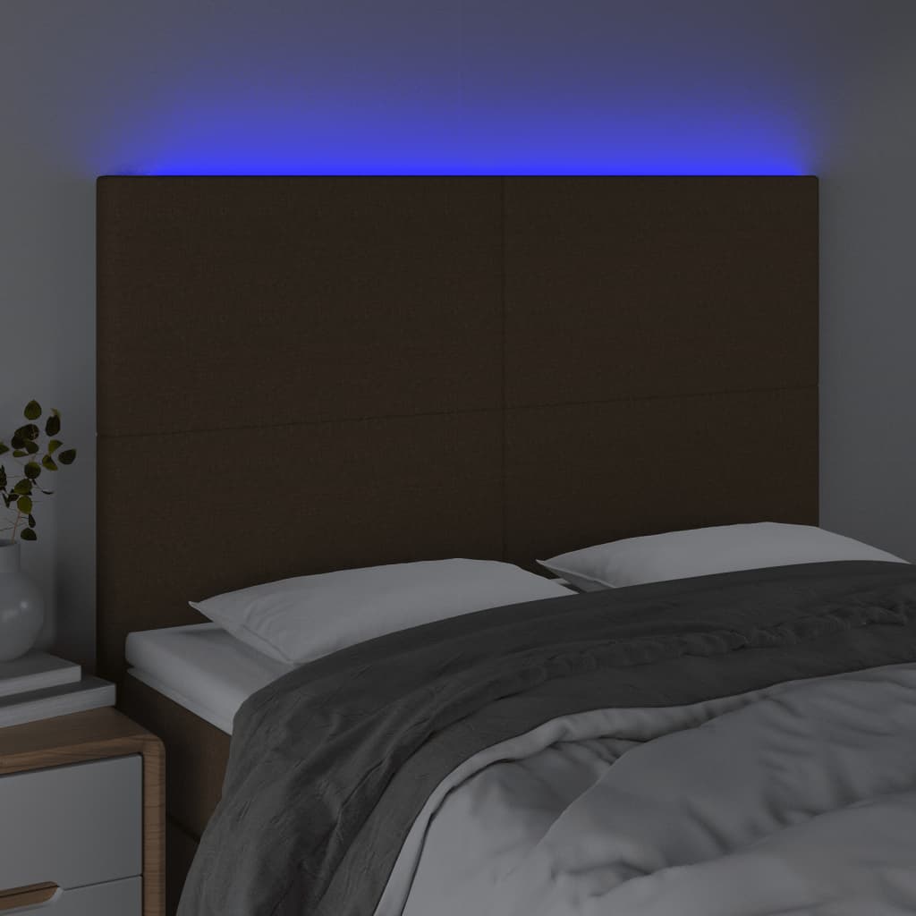 Tête de lit à LED Marron foncé 144x5x118/128 cm Tissu - XIOS