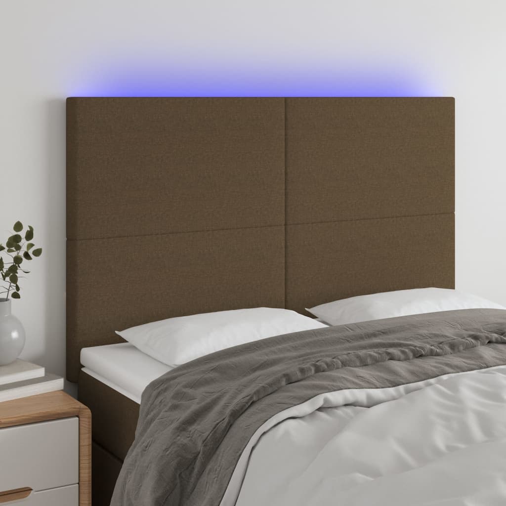 Tête de lit à LED Marron foncé 144x5x118/128 cm Tissu - XIOS