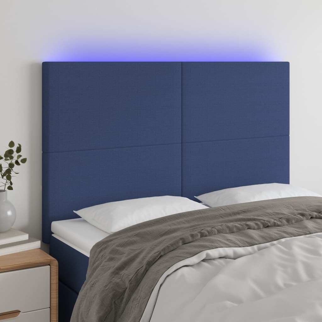 Tête de lit à LED Bleu 144x5x118/128 cm Tissu - XIOS