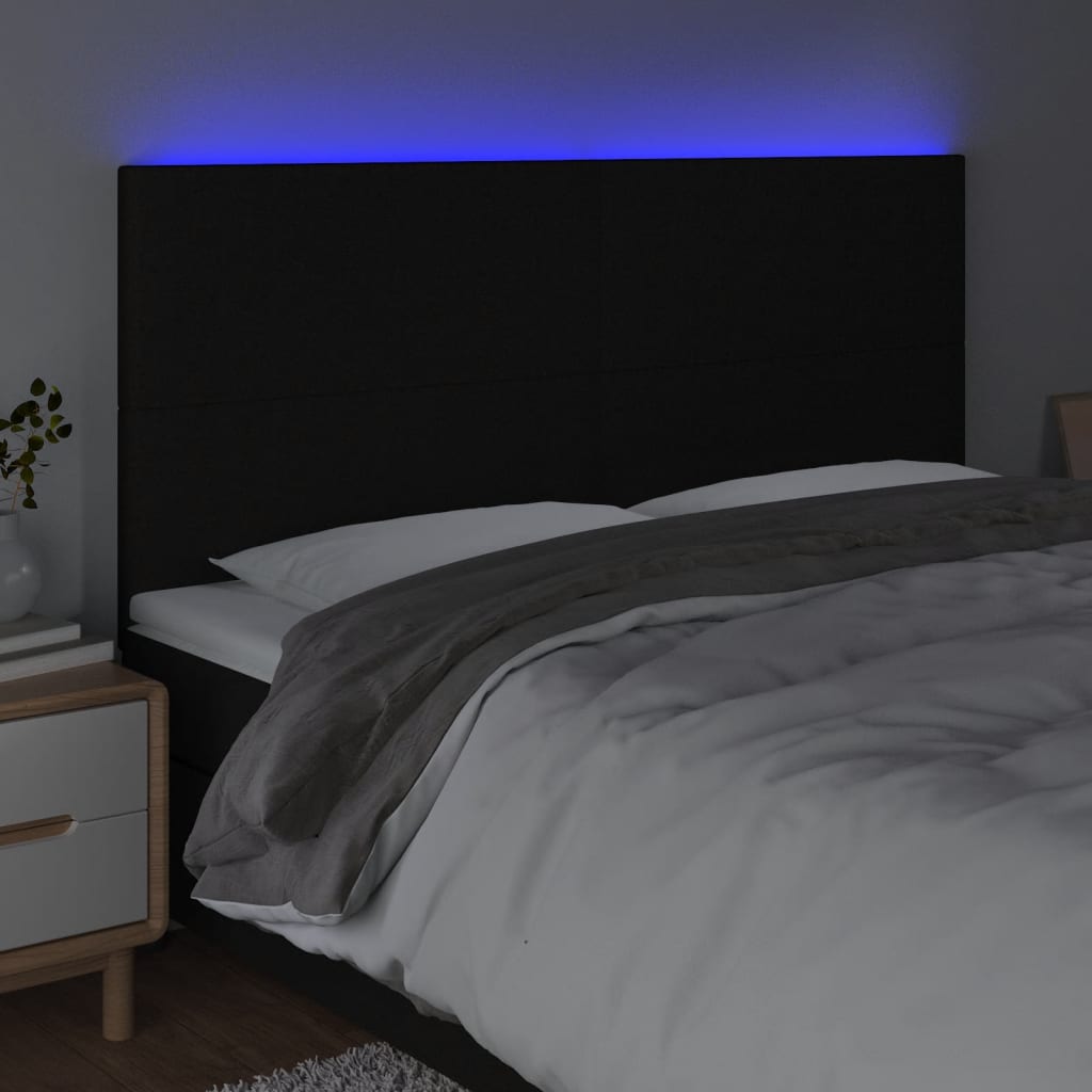 Tête de lit à LED Noir 160x5x118/128 cm Tissu - XIOS