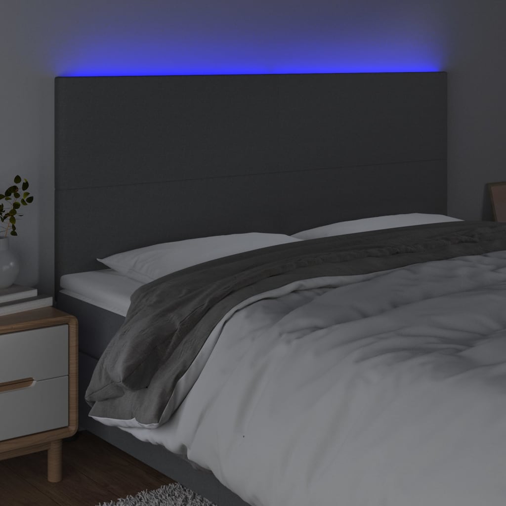 Tête de lit à LED Gris foncé 180x5x118/128 cm Tissu - XIOS