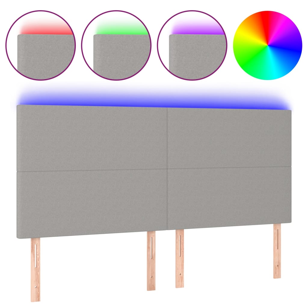 Tête de lit à LED Gris clair 200x5x118/128 cm Tissu - XIOS