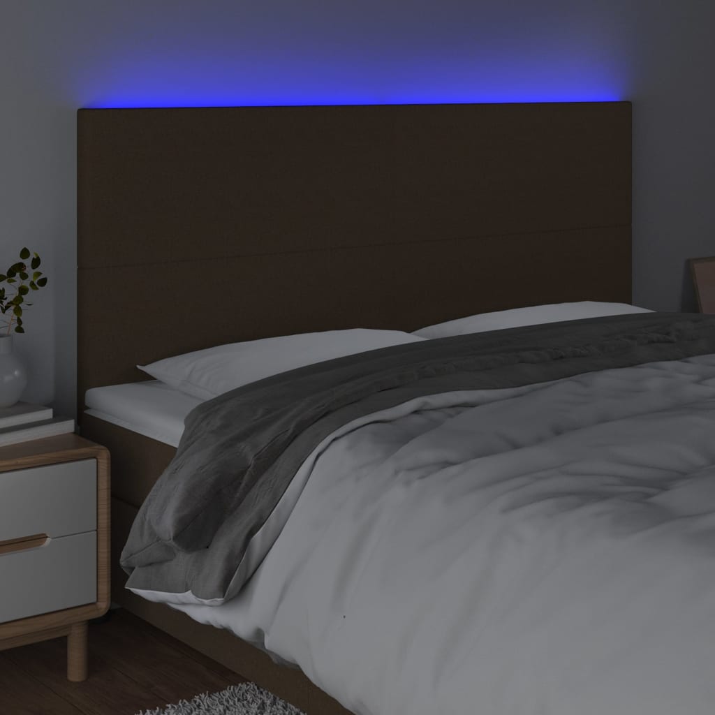 Tête de lit à LED Marron foncé 200x5x118/128 cm Tissu - XIOS