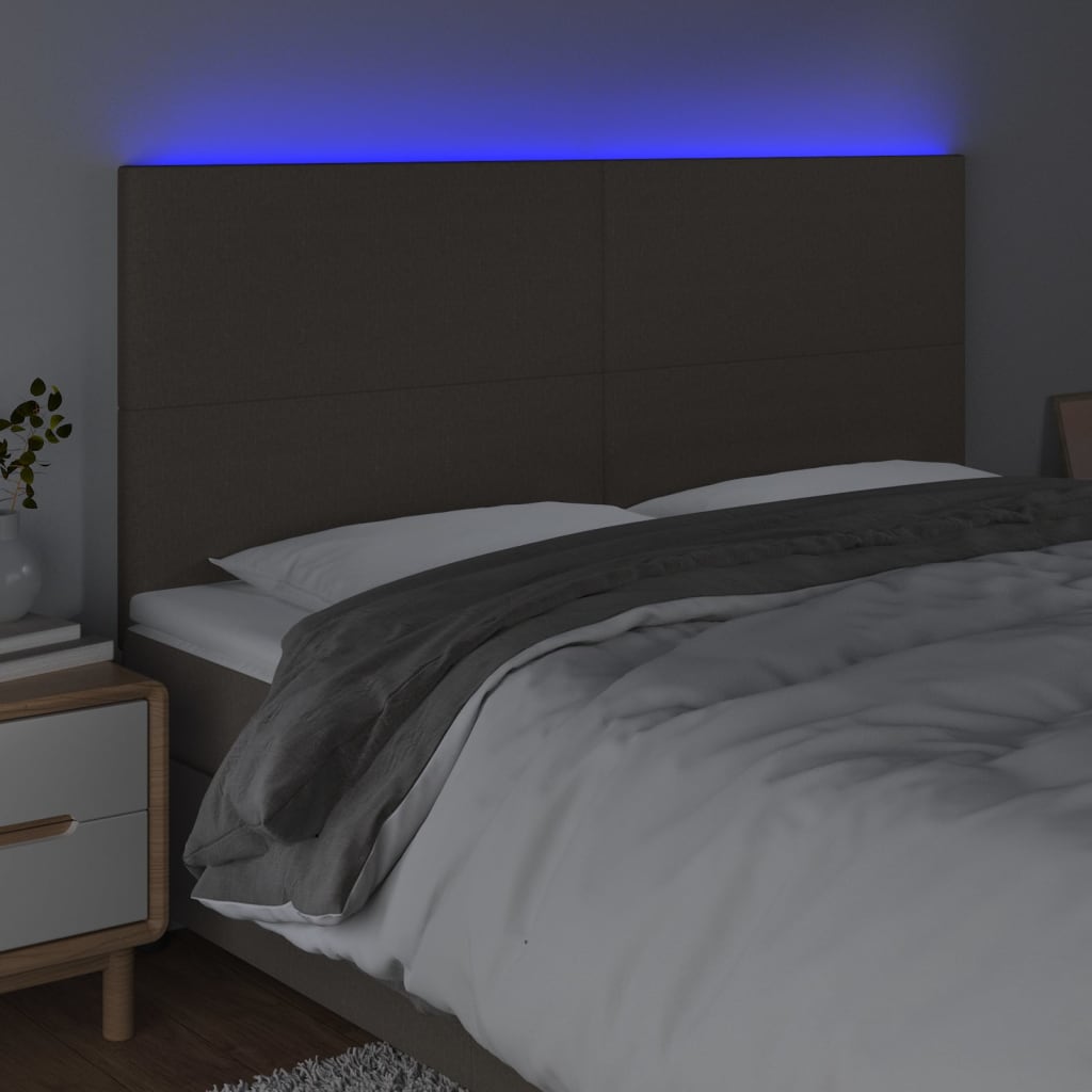 Tête de lit à LED Taupe 200x5x118/128 cm Tissu - XIOS