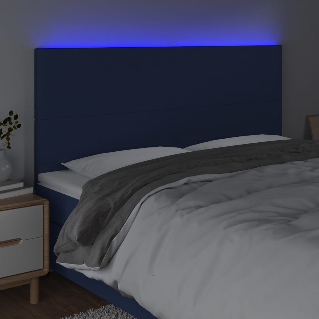 Tête de lit à LED Bleu 200x5x118/128 cm Tissu - XIOS