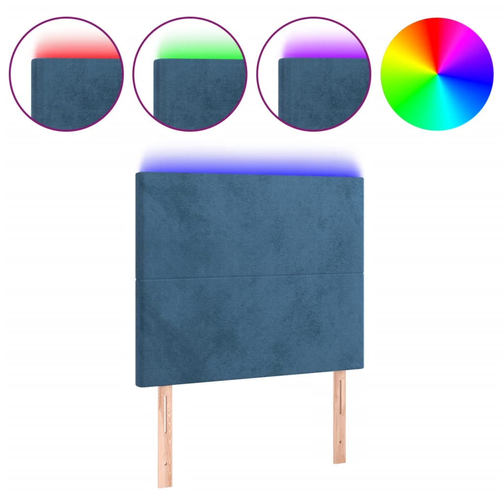 Tête de lit à LED Bleu foncé 80x5x118/128 cm Velours - XIOS