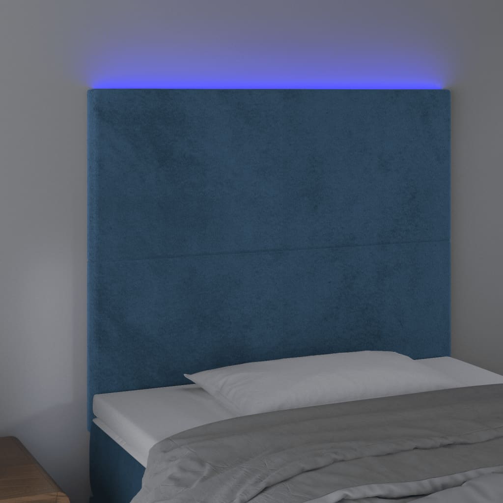 Tête de lit à LED Bleu foncé 80x5x118/128 cm Velours - XIOS