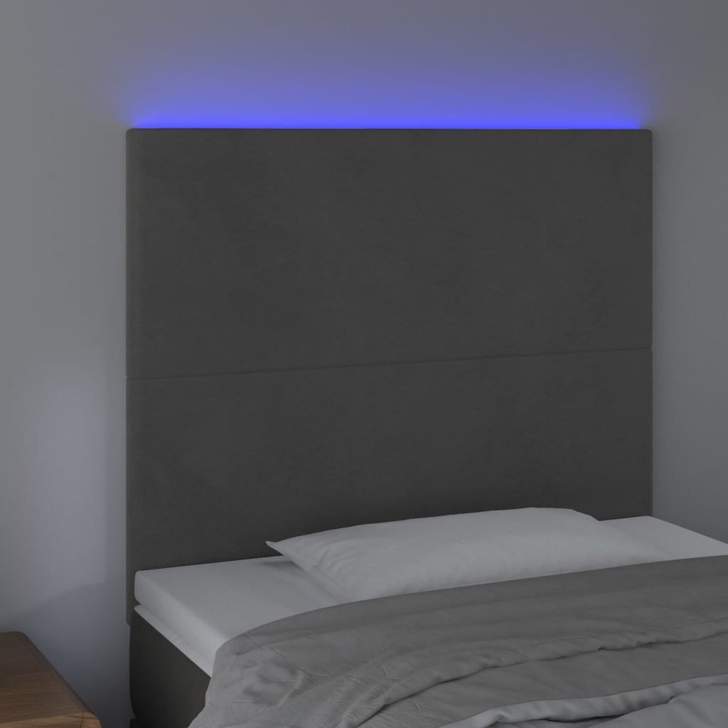 Tête de lit à LED Gris foncé 90x5x118/128 cm Velours - XIOS