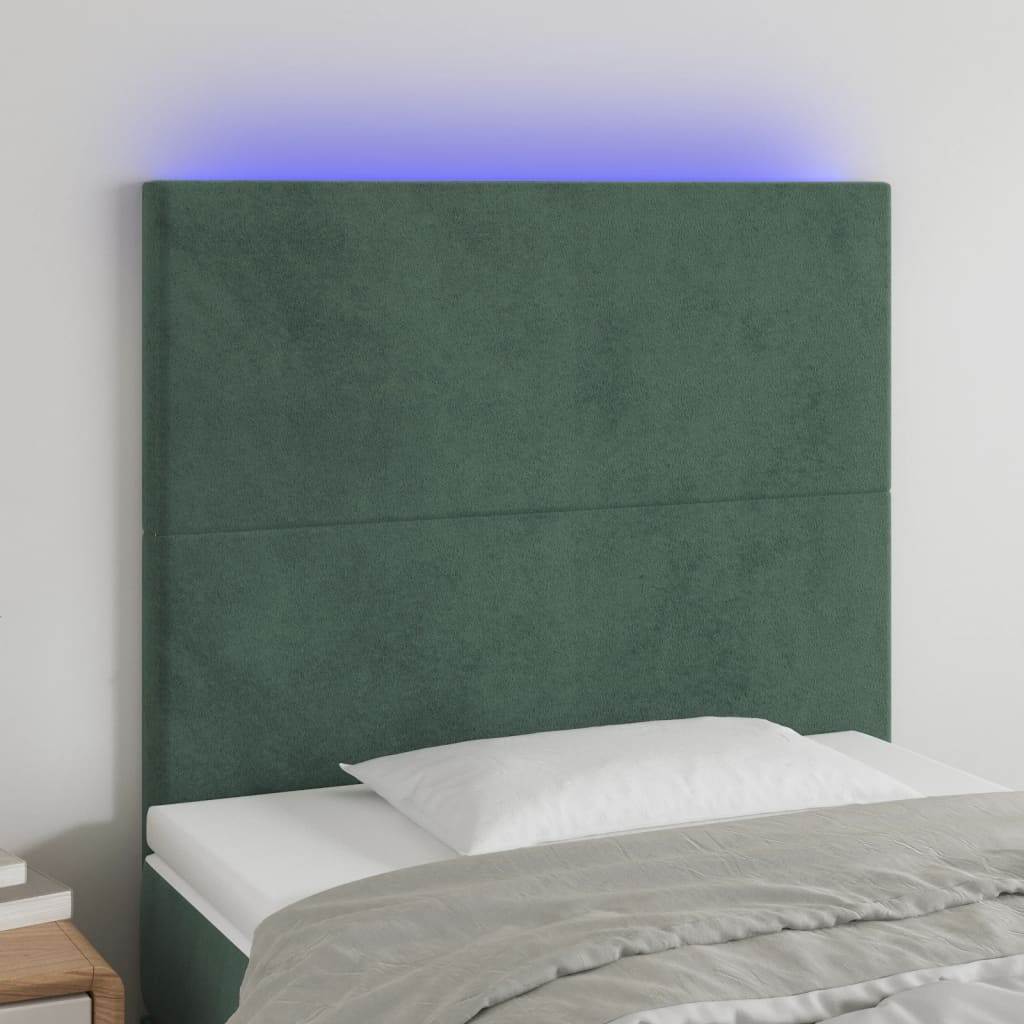 Tête de lit à LED Vert foncé 100x5x118/128 cm Velours - XIOS