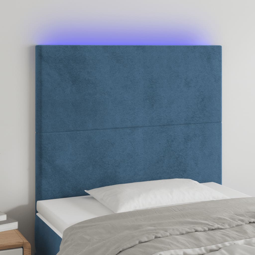 Tête de lit à LED Bleu foncé 100x5x118/128 cm Velours - XIOS