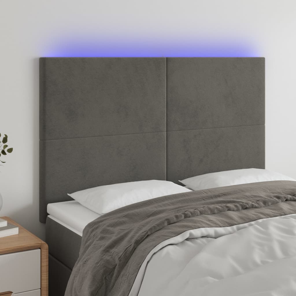 Tête de lit à LED Gris foncé 144x5x118/128 cm Velours - XIOS