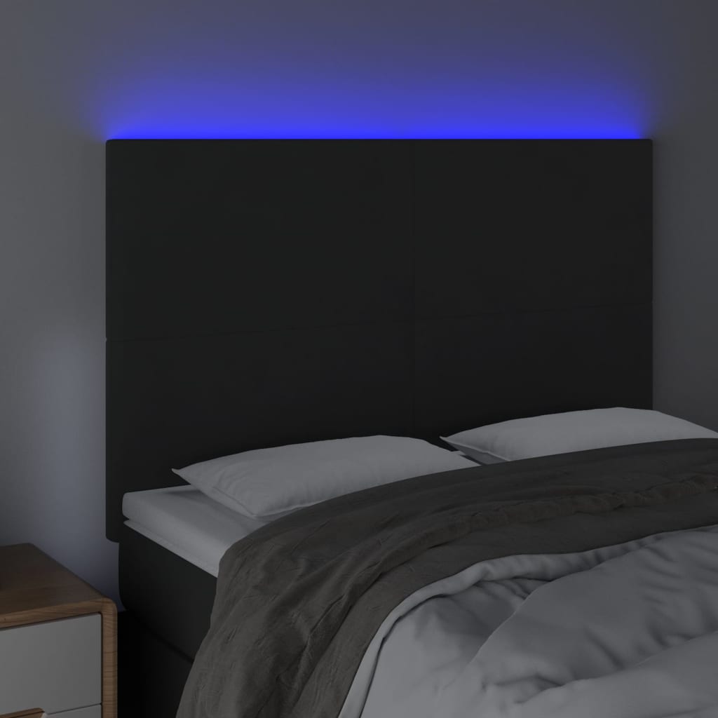 Tête de lit à LED Noir 144x5x118/128 cm Velours - XIOS
