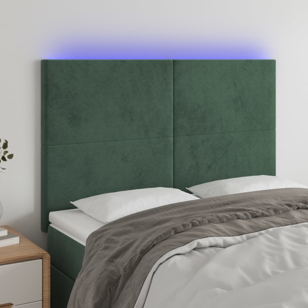 Tête de lit à LED Vert foncé 144x5x118/128 cm Velours - XIOS