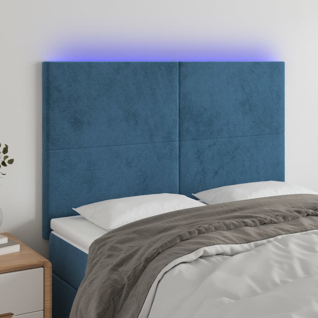 Tête de lit à LED Bleu foncé 144x5x118/128 cm Velours - XIOS