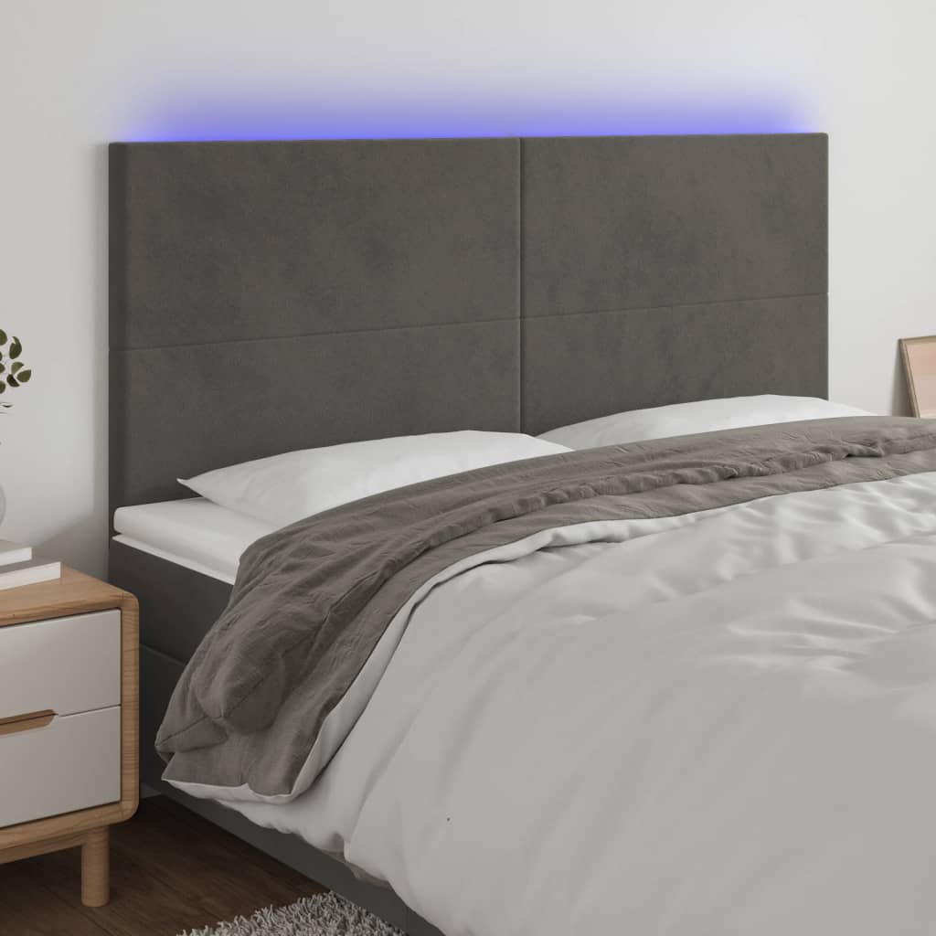 Tête de lit à LED Gris foncé 180x5x118/128 cm Velours - XIOS