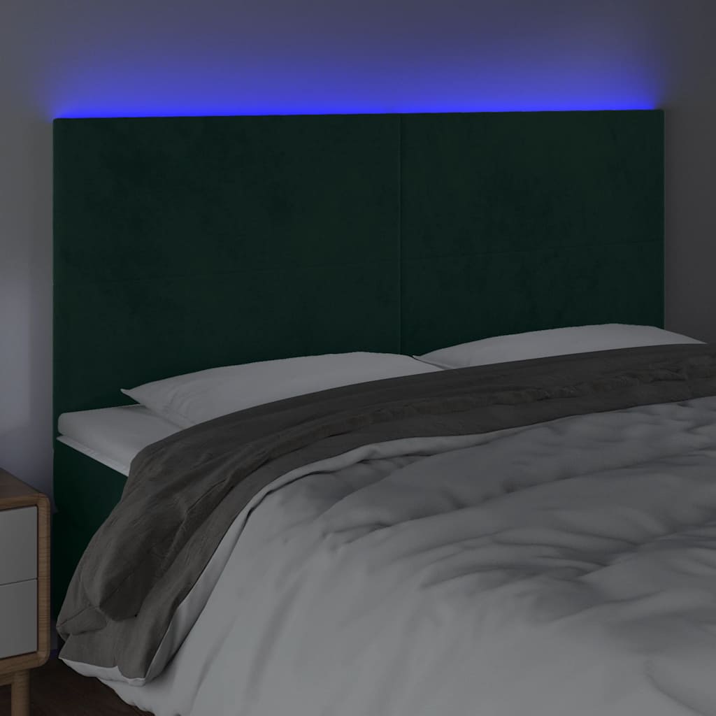 Tête de lit à LED Vert foncé 180x5x118/128 cm Velours - XIOS
