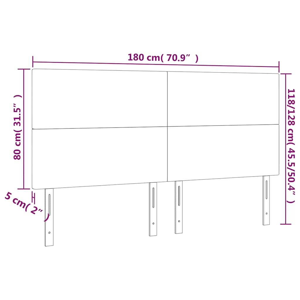 Tête de lit à LED Vert foncé 180x5x118/128 cm Velours - XIOS