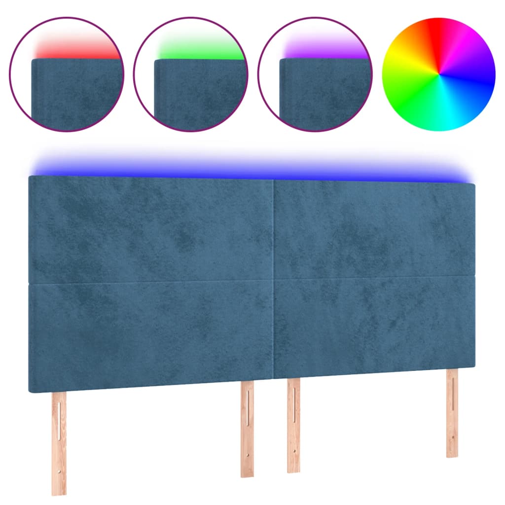 Tête de lit à LED Bleu foncé 180x5x118/128 cm Velours - XIOS